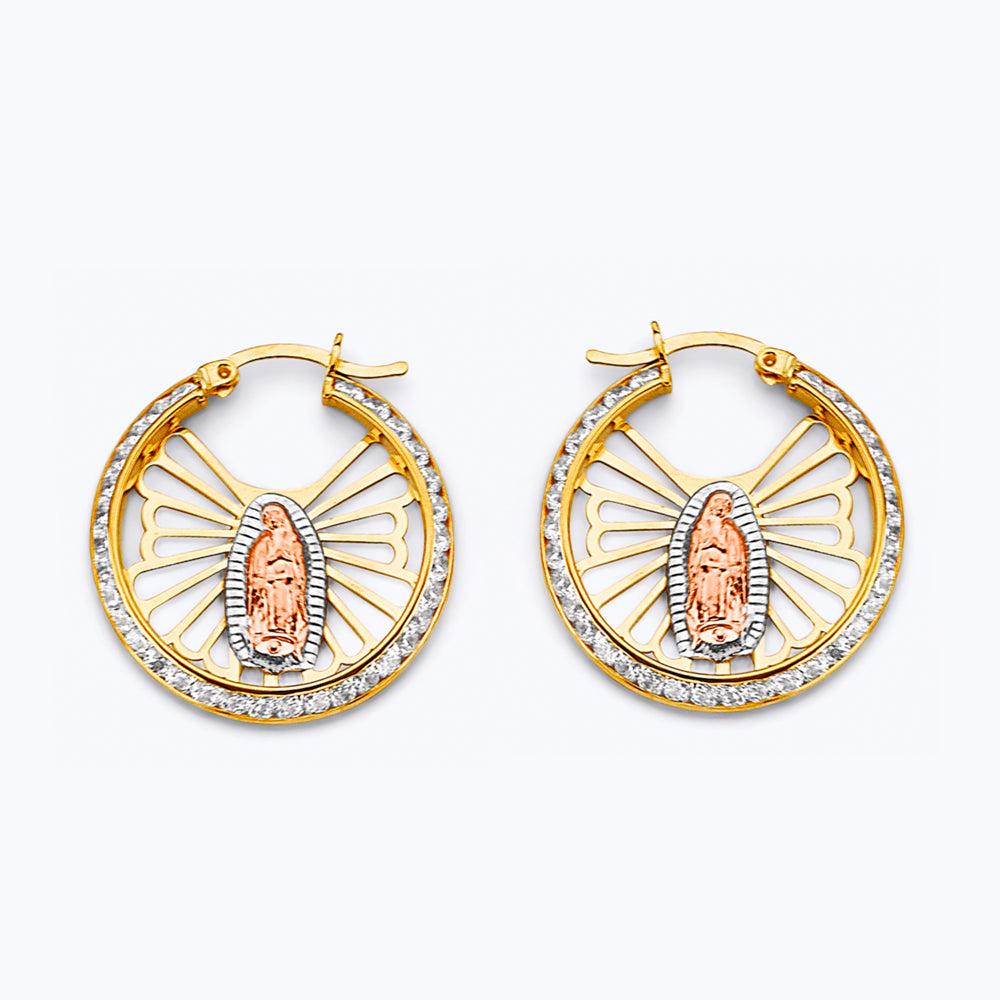 14K Yellow Gold Ball, 3 Color & Fancy Earring - ER1916