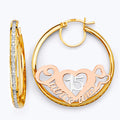 14K Yellow Gold Ball, 3 Color & Fancy Earring - ER1917