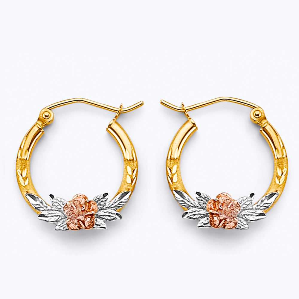14K Yellow Gold Ball, 3 Color & Fancy Earring - ER1922