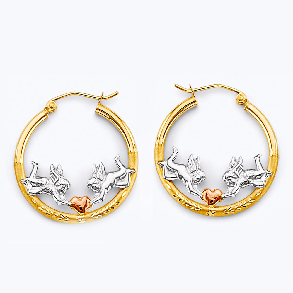 14K Yellow Gold Ball, 3 Color & Fancy Earring - ER1924
