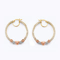 14K Yellow Gold Ball, 3 Color & Fancy Earring - ER1925