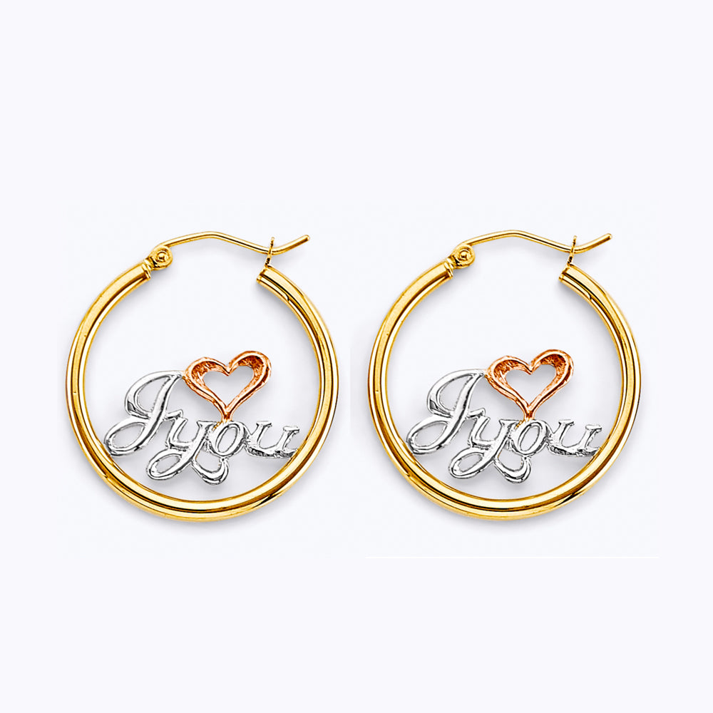 14K Yellow Gold Ball, 3 Color & Fancy Earring - ER1928