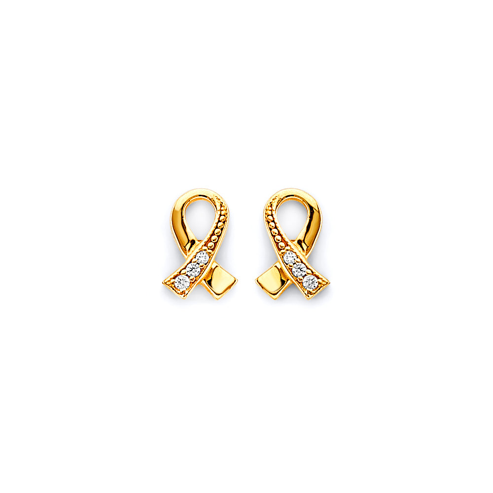 14K Yellow Gold Post Earring with Push Back - ER1945