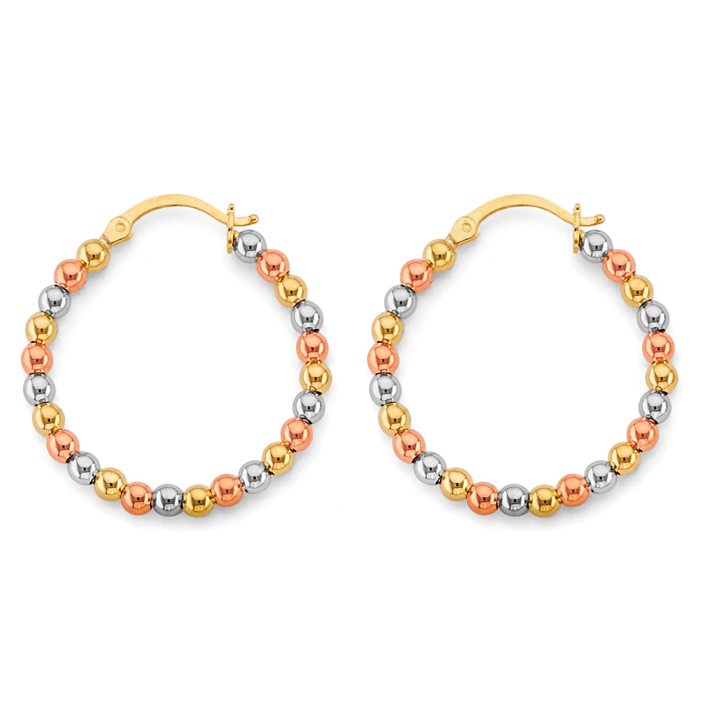 14K Tri Color Ball, 3 Color & Fancy Earring - ER2019