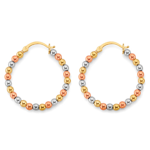 14K Tri Color Ball, 3 Color & Fancy Earring - ER2019