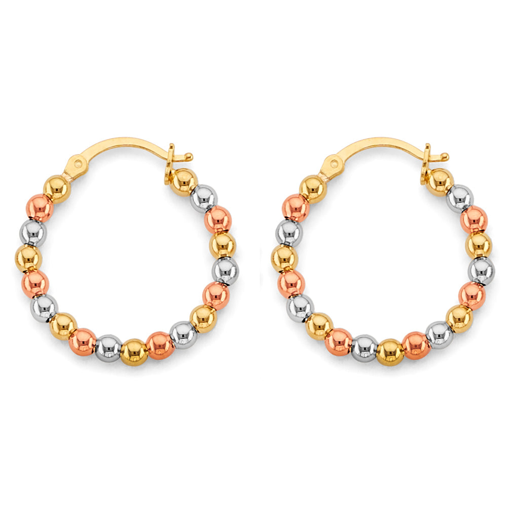 14K Tri Color Ball, 3 Color & Fancy Earring - ER2020