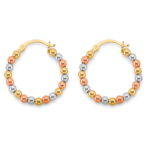 14K Tri Color Ball, 3 Color & Fancy Earring - ER2020
