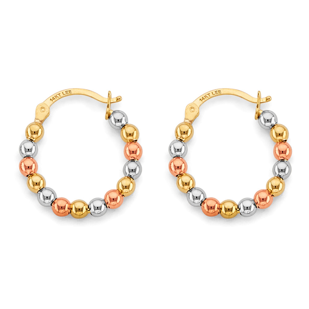 14K Tri Color Ball, 3 Color & Fancy Earring - ER2021