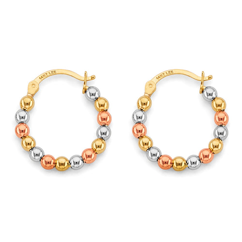14K Tri Color Ball, 3 Color & Fancy Earring - ER2021