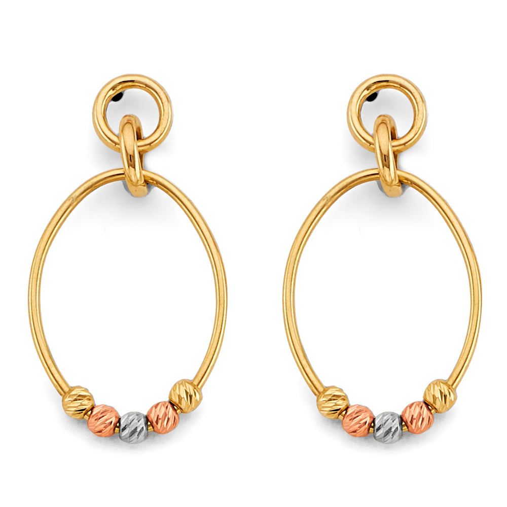 14K Tri Color Ball, 3 Color & Fancy Earring - ER2022