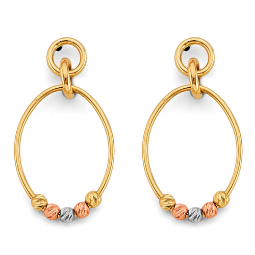14K Tri Color Ball, 3 Color & Fancy Earring - ER2022