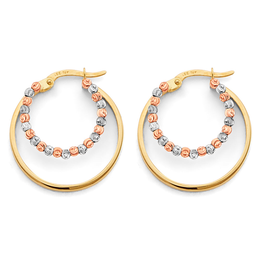 14K Tri Color Ball, 3 Color & Fancy Earring - ER2023