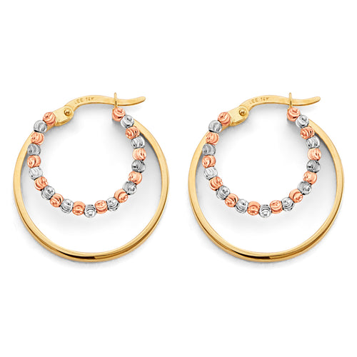 14K Tri Color Ball, 3 Color & Fancy Earring - ER2023