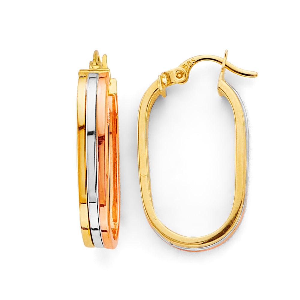 14K Tri Color Ball, 3 Color & Fancy Earring - ER2027