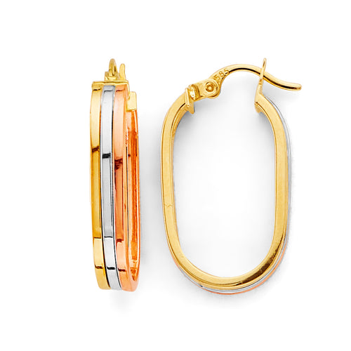 14K Tri Color Ball, 3 Color & Fancy Earring - ER2027
