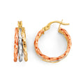 14K Tri Color Ball, 3 Color & Fancy Earring - ER2030