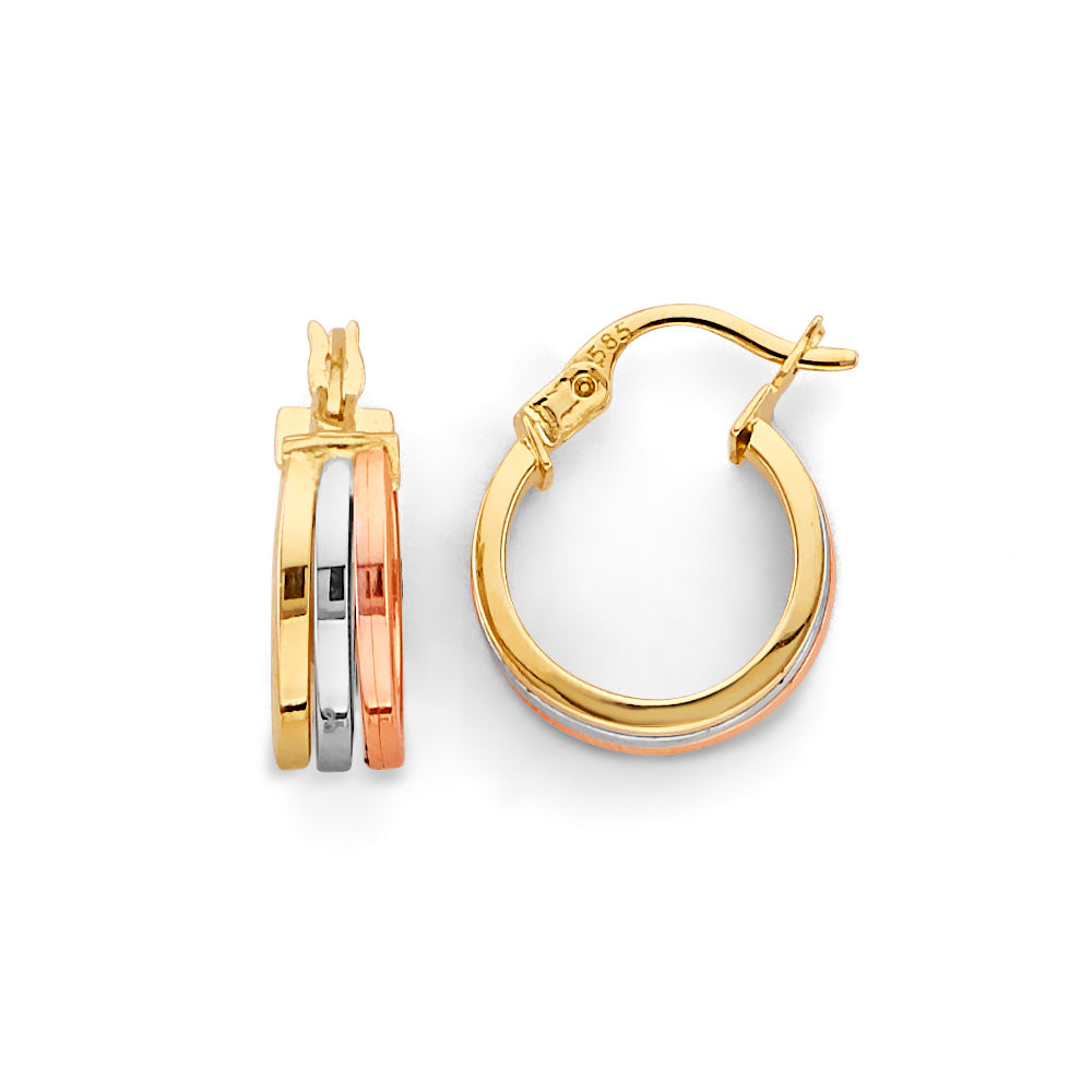 14K Tri Color Ball, 3 Color & Fancy Earring - ER2032