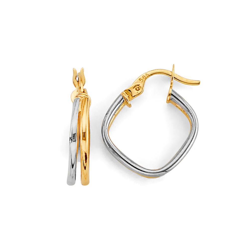 14K Tri Color Ball, 3 Color & Fancy Earring - ER2033