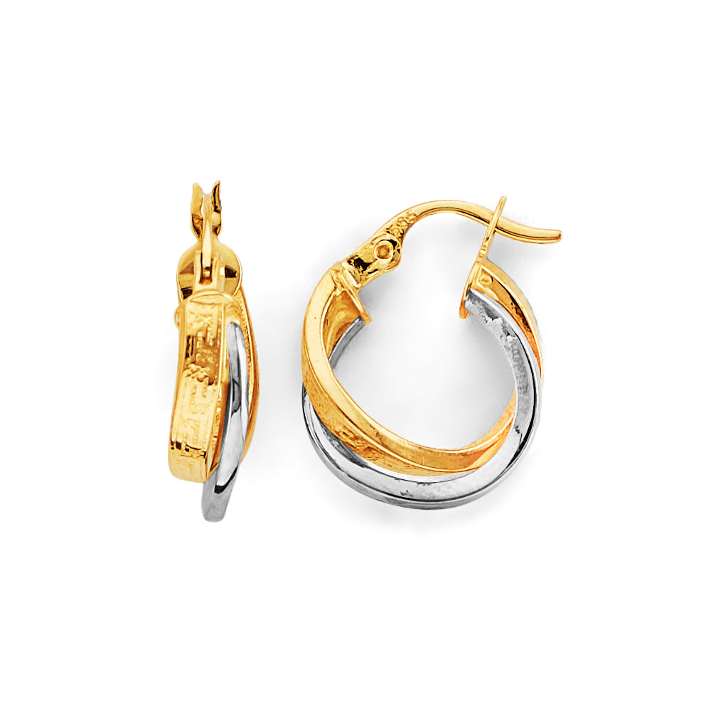 14K Tri Color Ball, 3 Color & Fancy Earring - ER2034