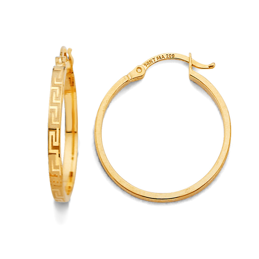 14K Yellow Gold Basic & Fancy Hoop Earring - ER2047