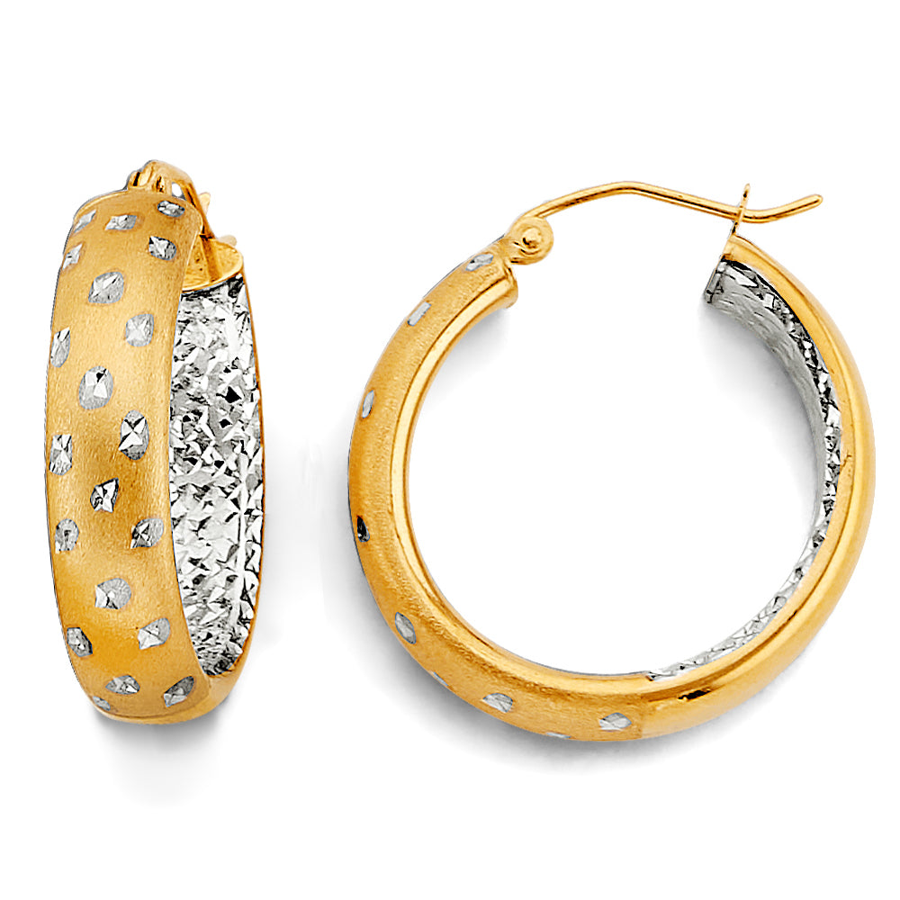 14K Yellow Gold Basic & Fancy Hoop Earring - ER2049
