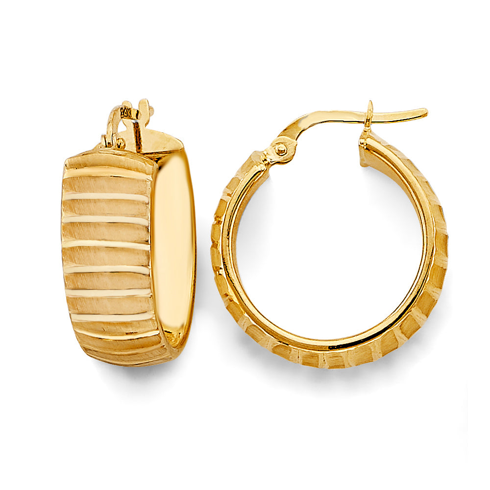 14K Yellow Gold Basic & Fancy Hoop Earring - ER2050