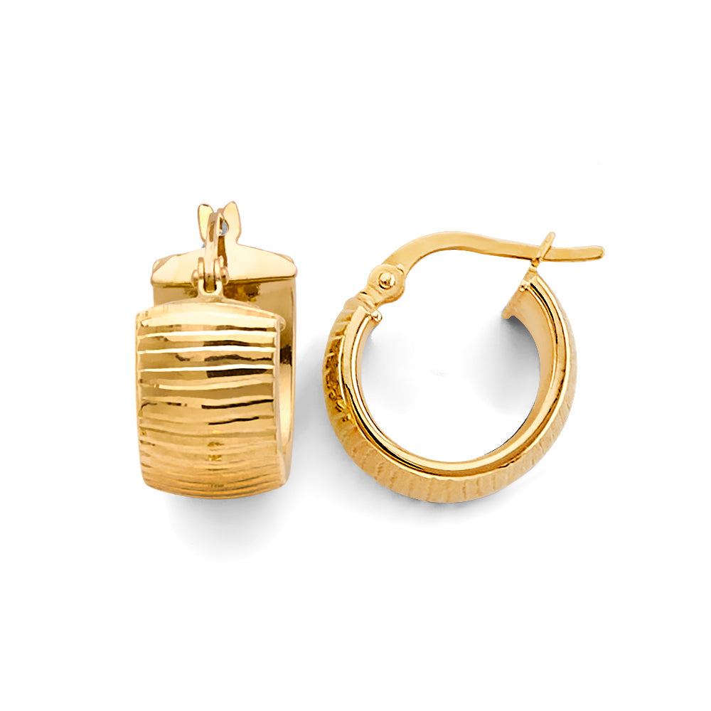 14K Yellow Gold Basic & Fancy Hoop Earring - ER2055