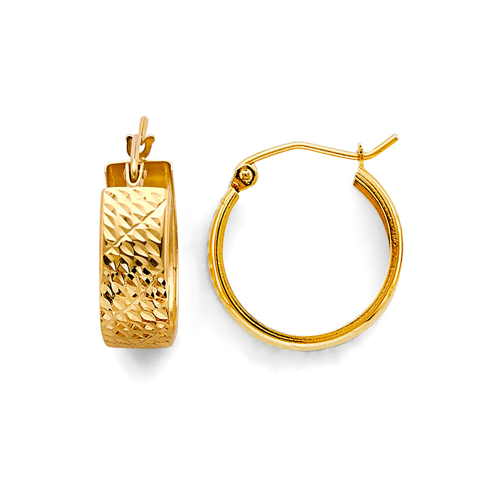 14K Yellow Gold Basic & Fancy Hoop Earring - ER2057