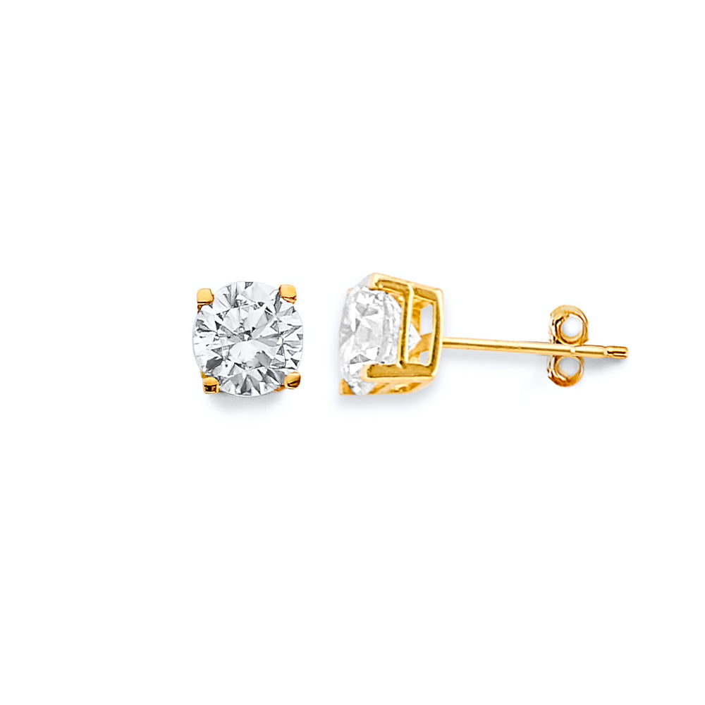 14K Yellow Gold Post Earring with Push Back - ER2060