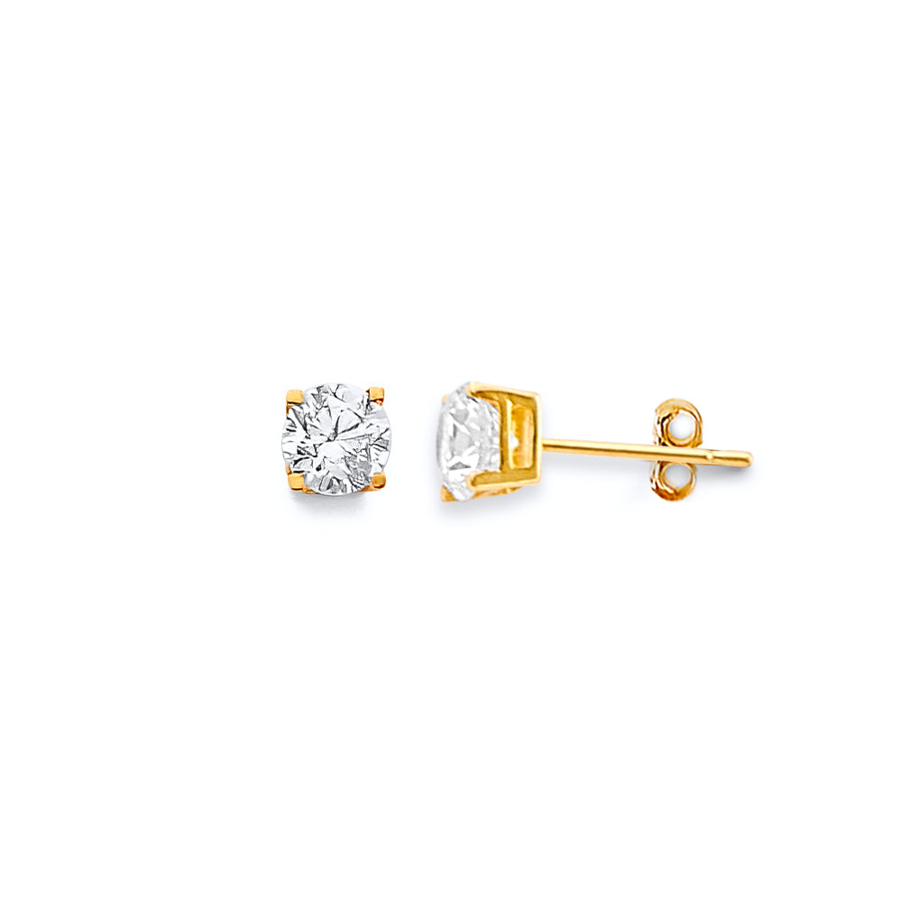 14K Yellow Gold Post Earring with Push Back - ER2061