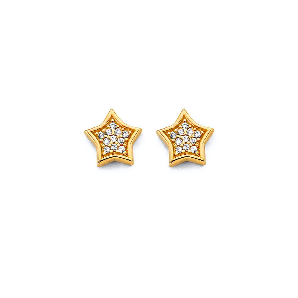 14K Yellow Gold Post Earring with Push Back - ER2070