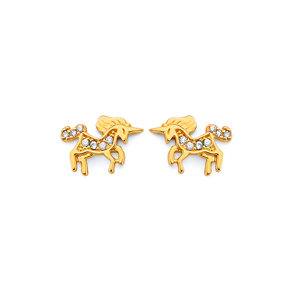 14K Yellow Gold Post Earring with Push Back - ER2075