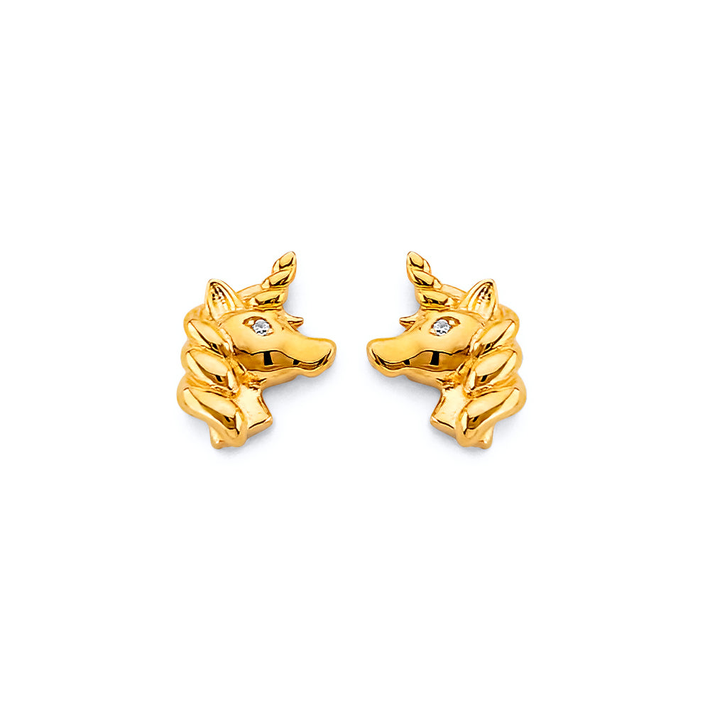 14K Yellow Gold Post Earring with Push Back - ER2076