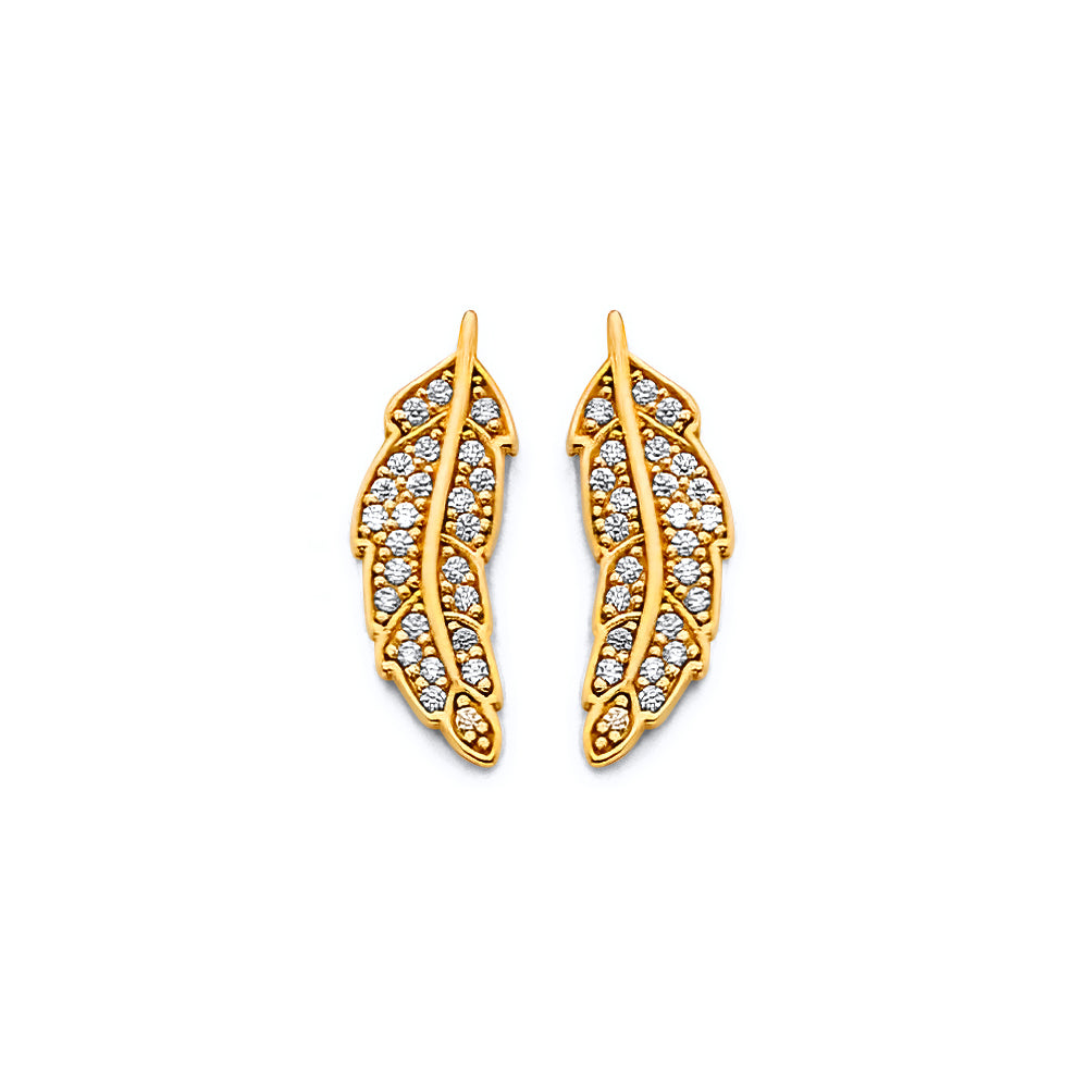14K Yellow Gold Post Earring with Push Back - ER2086