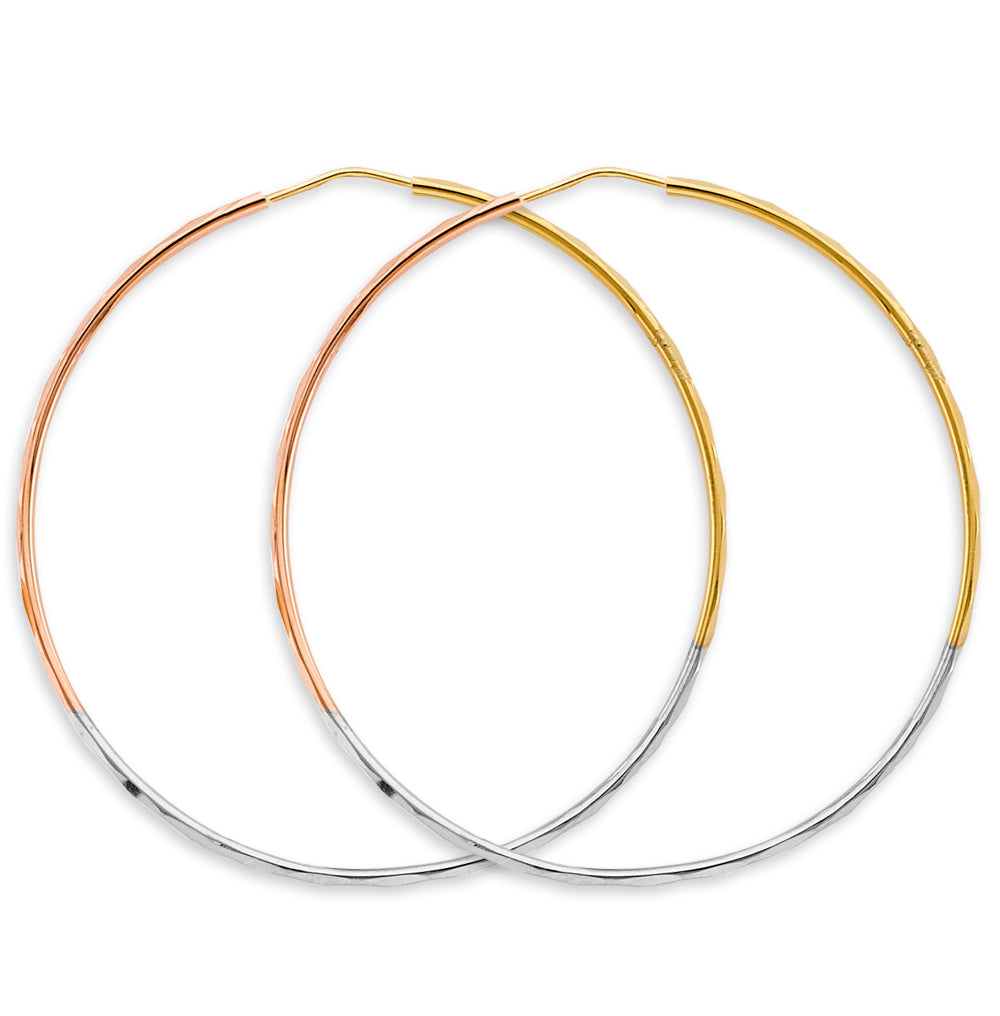 14K Yellow Gold Basic & Fancy Hoop Earring - ER2101
