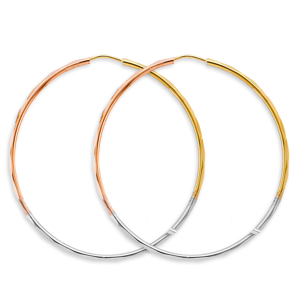 14K Yellow Gold Basic & Fancy Hoop Earring - ER2102