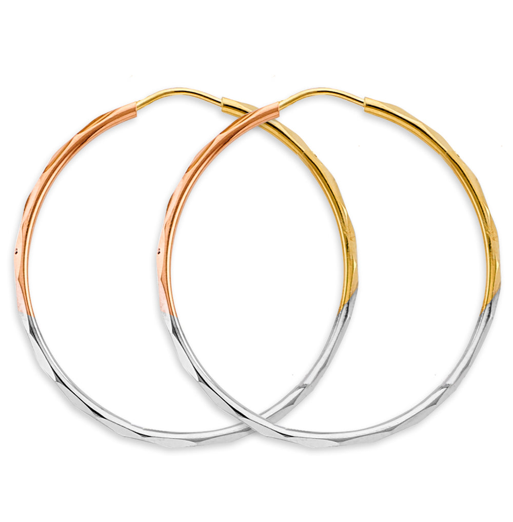 14K Yellow Gold Basic & Fancy Hoop Earring - ER2103
