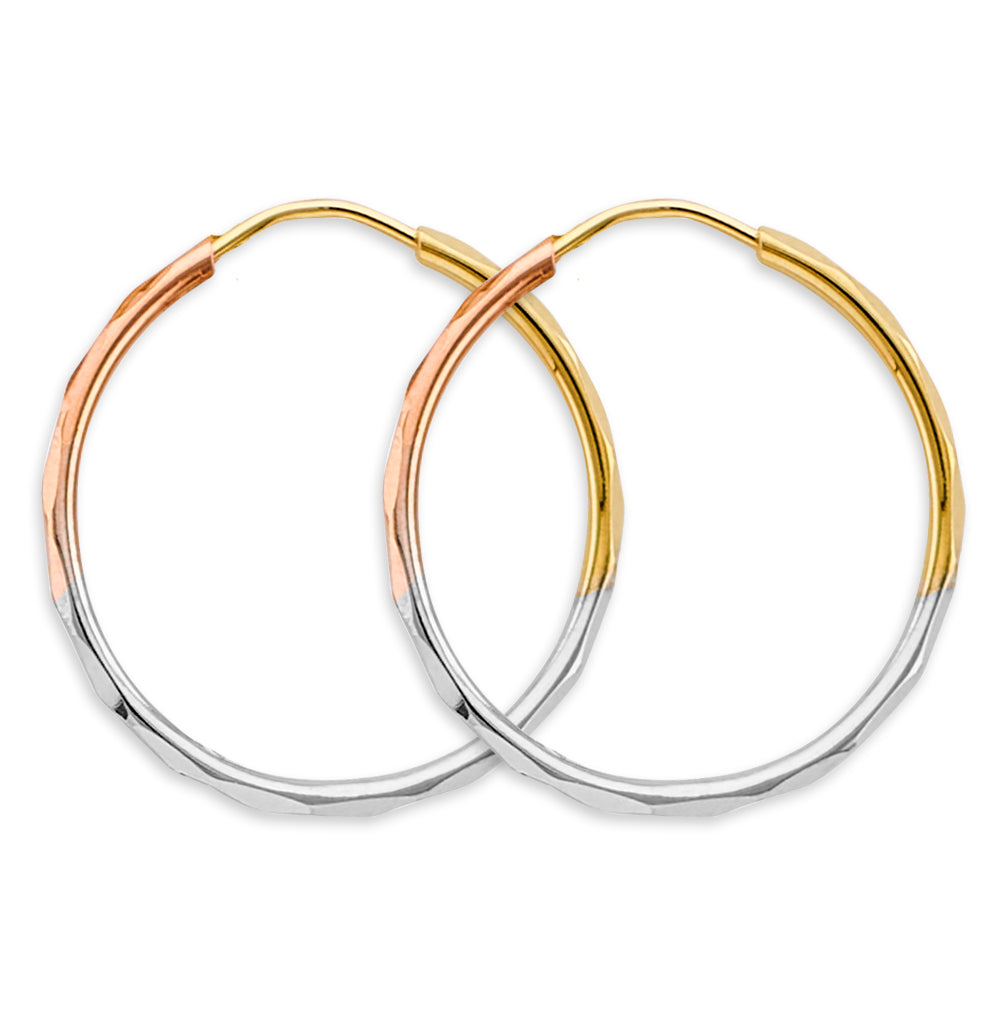 14K Yellow Gold Basic & Fancy Hoop Earring - ER2104