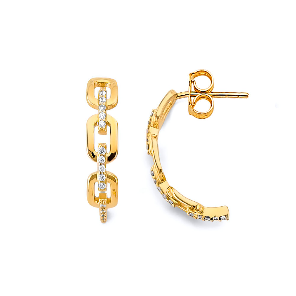 14K Yellow Gold Post Earring with Push Back - ER2105