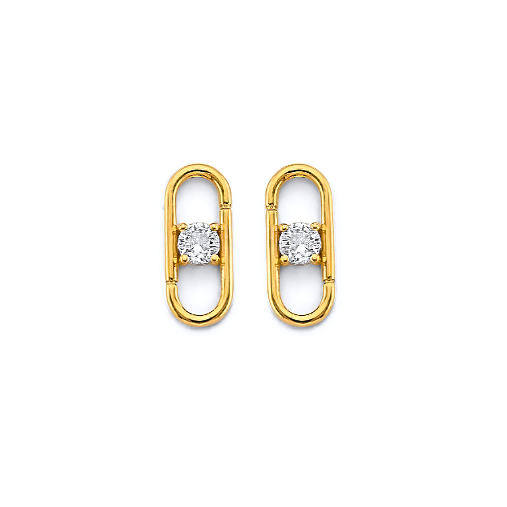 14K Yellow Gold Post Earring with Push Back - ER2118