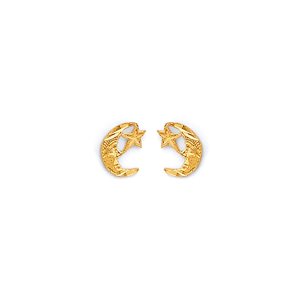 14K Yellow Gold Post Earring with Push Back - ER2130