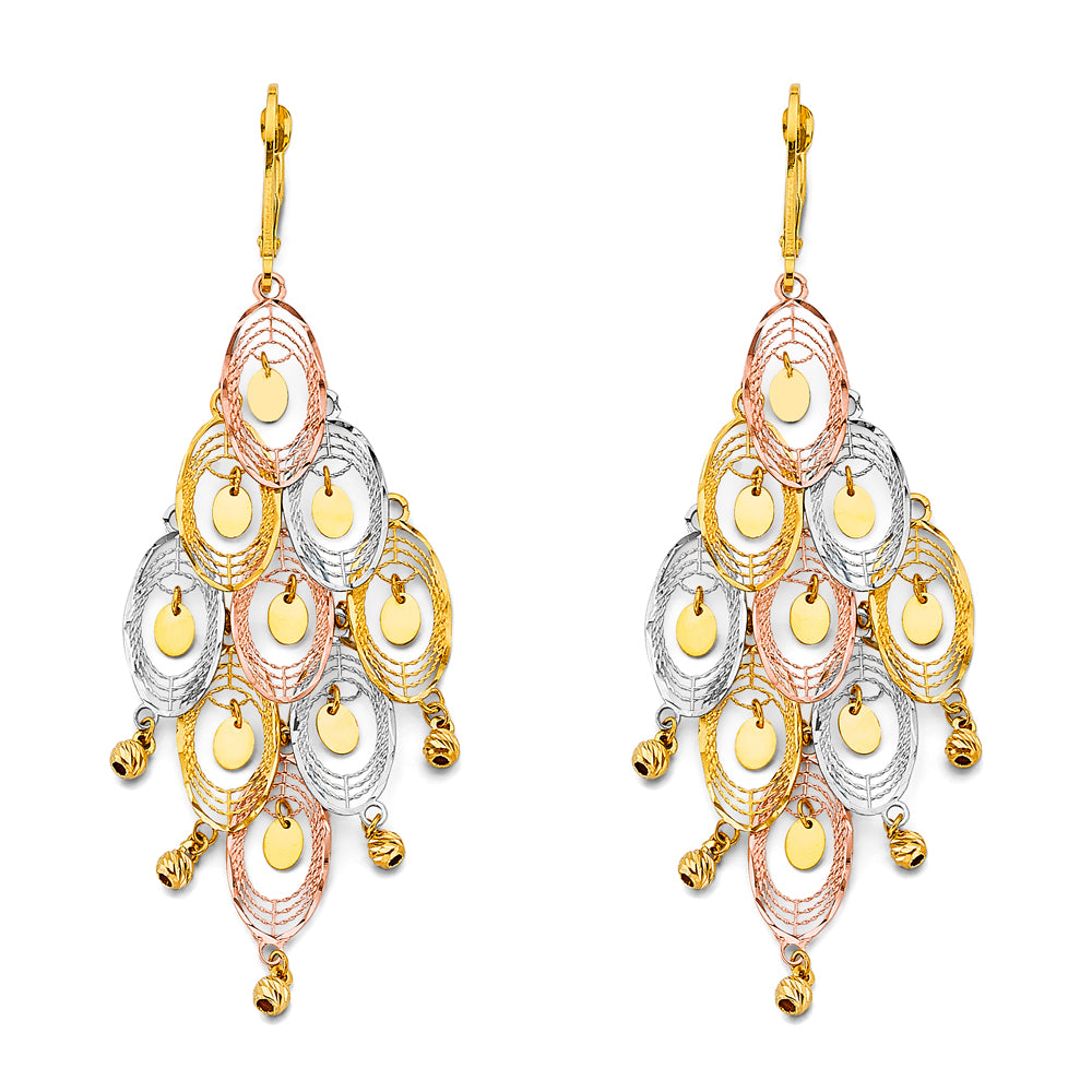 14K Yellow Gold Teardrop & Chandelier Earring - ER2141