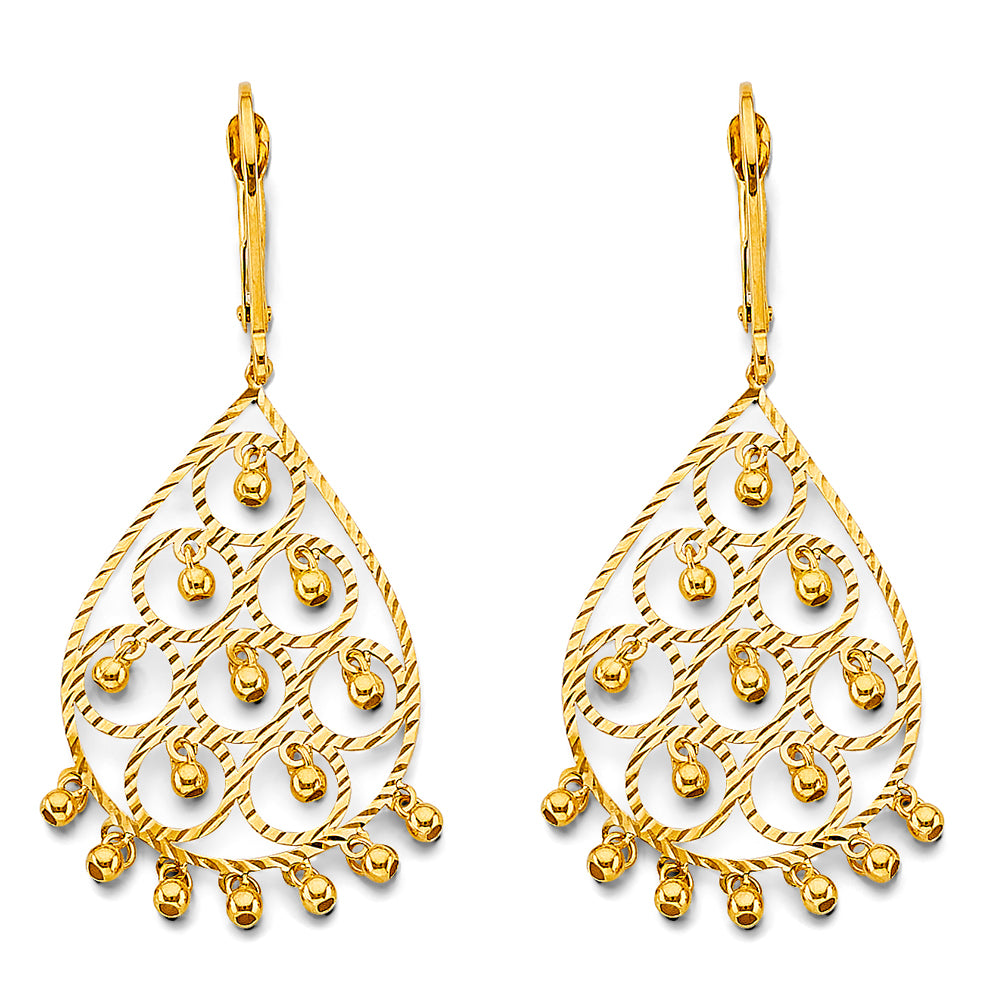 14K Yellow Gold Teardrop & Chandelier Earring - ER2142