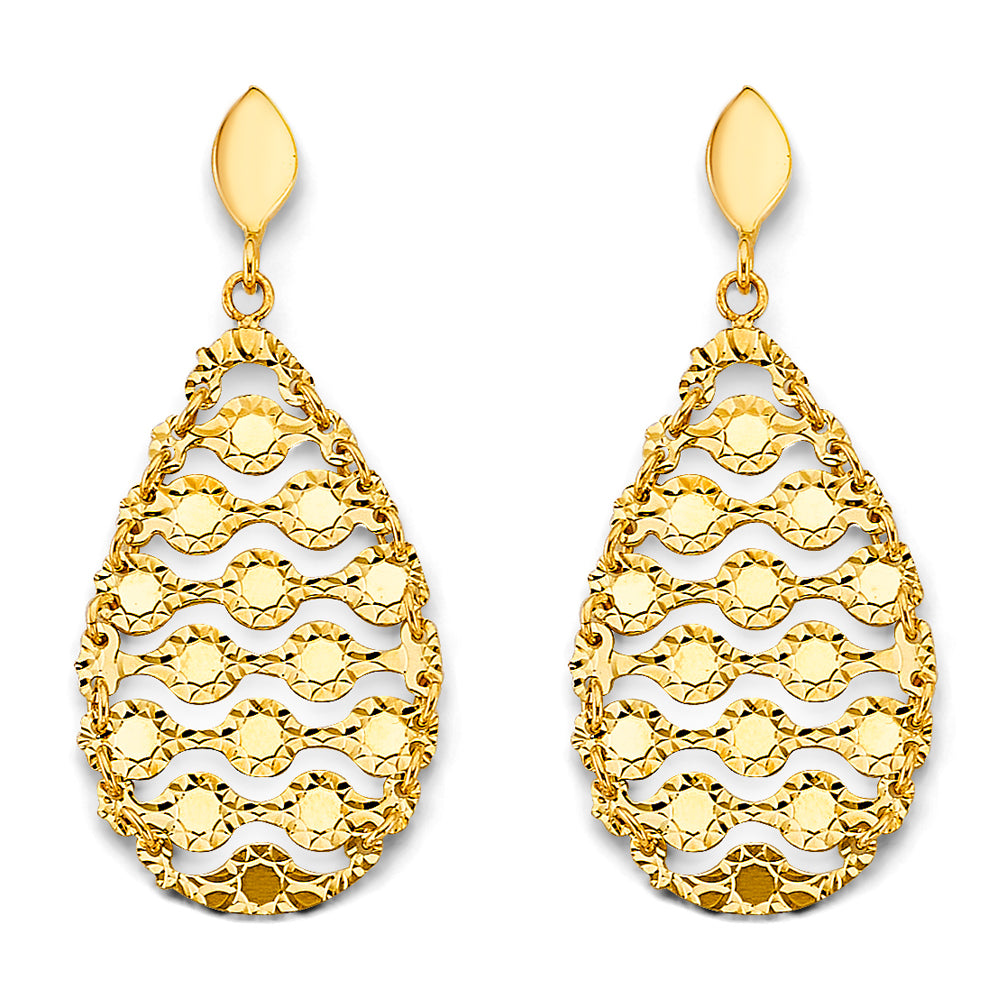 14K Yellow Gold Teardrop & Chandelier Earring - ER2143