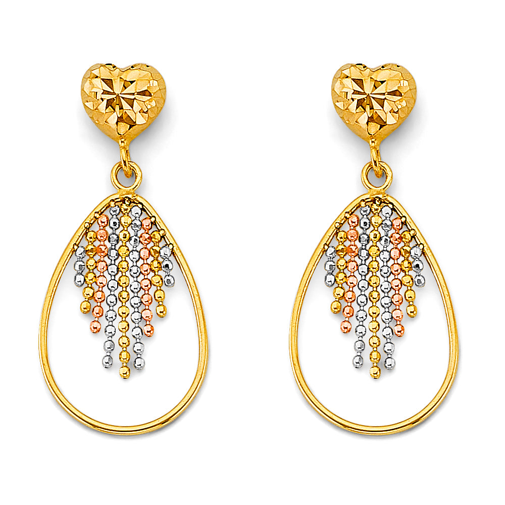 14K Yellow Gold Teardrop & Chandelier Earring - ER2144
