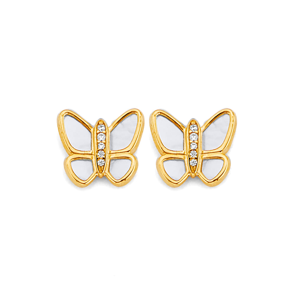 14K Yellow Gold Post Earring with Push Back - ER2157