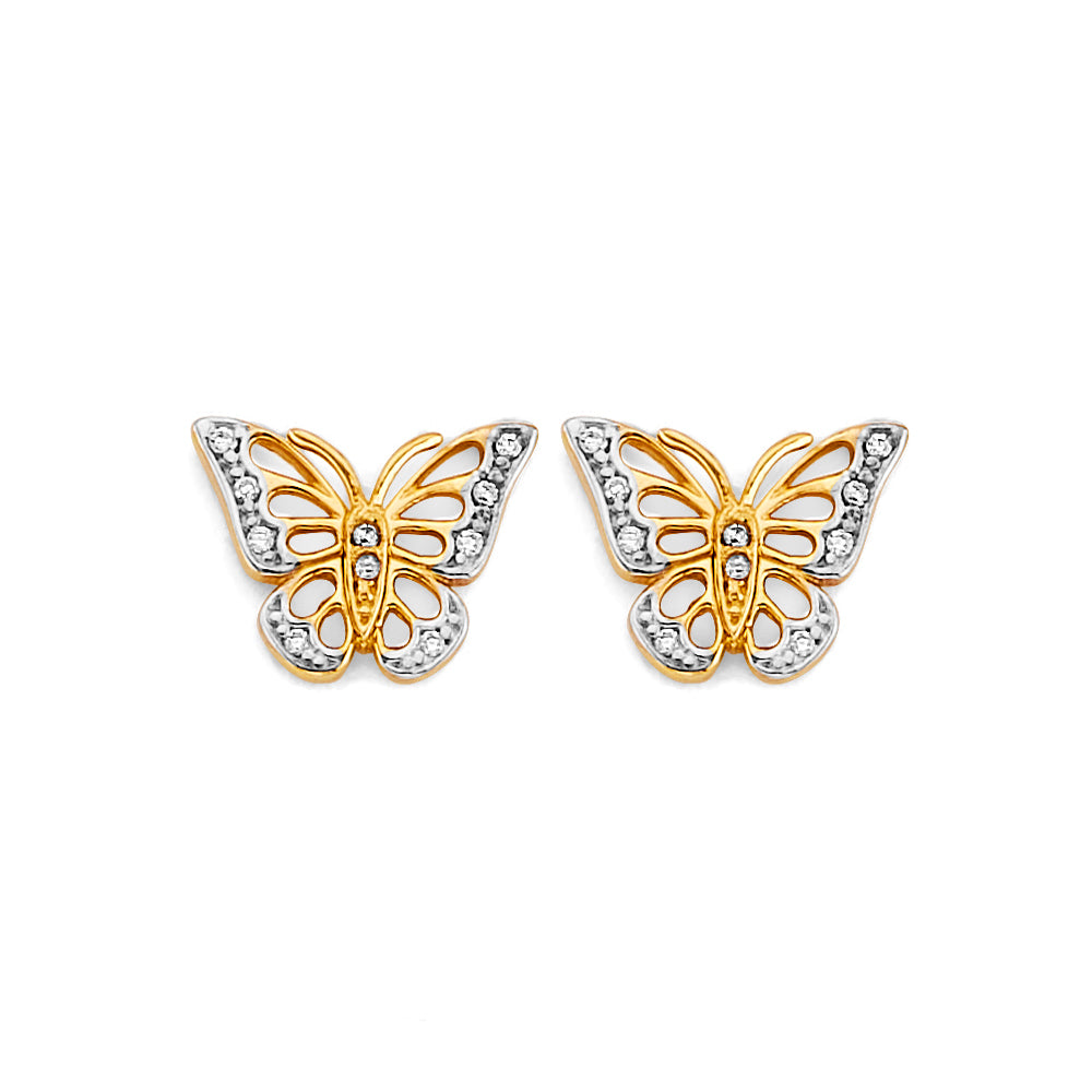 14K Yellow Gold Post Earring with Push Back - ER2158