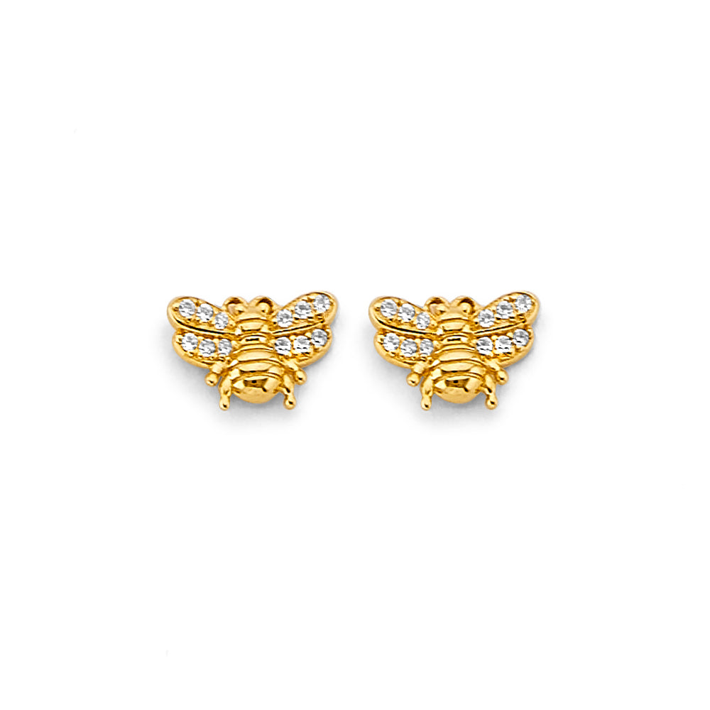 14K Yellow Gold Post Earring with Push Back - ER2160