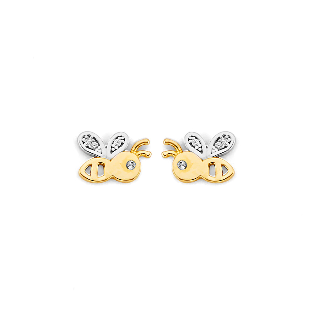 14K Yellow Gold Post Earring with Push Back - ER2161