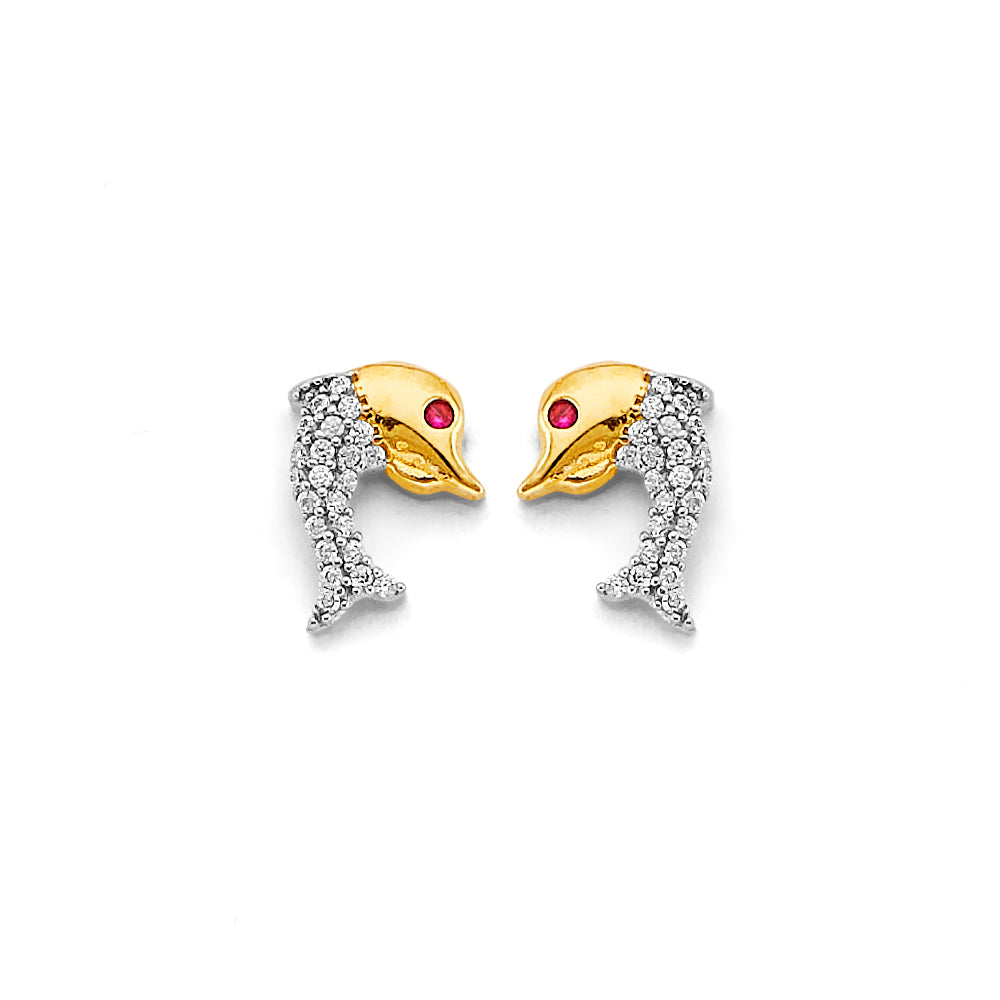 14K Yellow Gold Post Earring with Push Back - ER2162